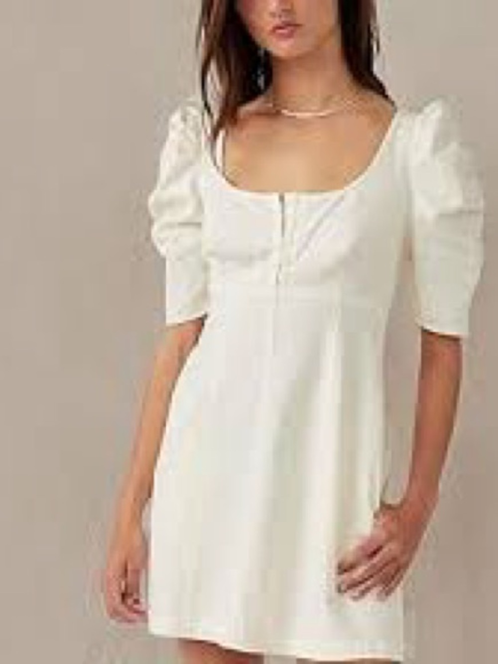 Free People Cheyenne Denim Mini Dress in Ivory Size XL